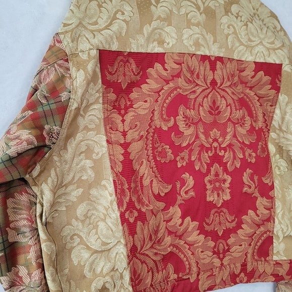 Vtg My Boyfriends Back Womens Denim Jacket Floral Patchwork Pattern Rose Buttons - Picture 11 of 16